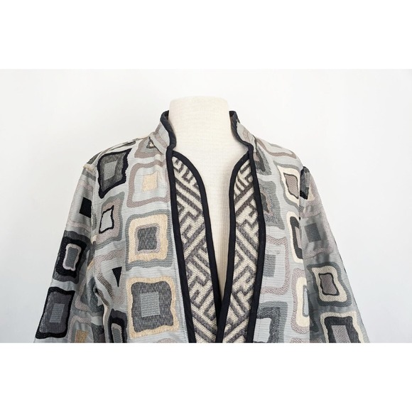 Trimdin Jacket Reversible Gray Tan White Black Geometric Statement Misses Size L - Picture 7 of 11